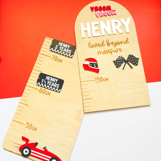Personalised Little Racer Height Chart Markers