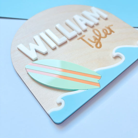 Surfs Up Name Announcement Plaque