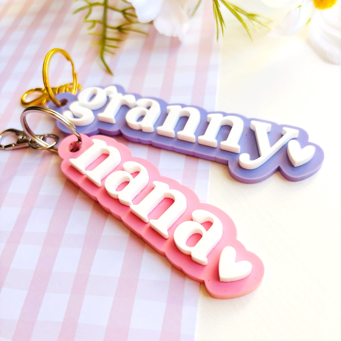 Personalised Mama Layered Acrylic Keyrings