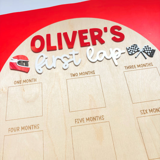 Little Racer 1st Birthday Photo Board