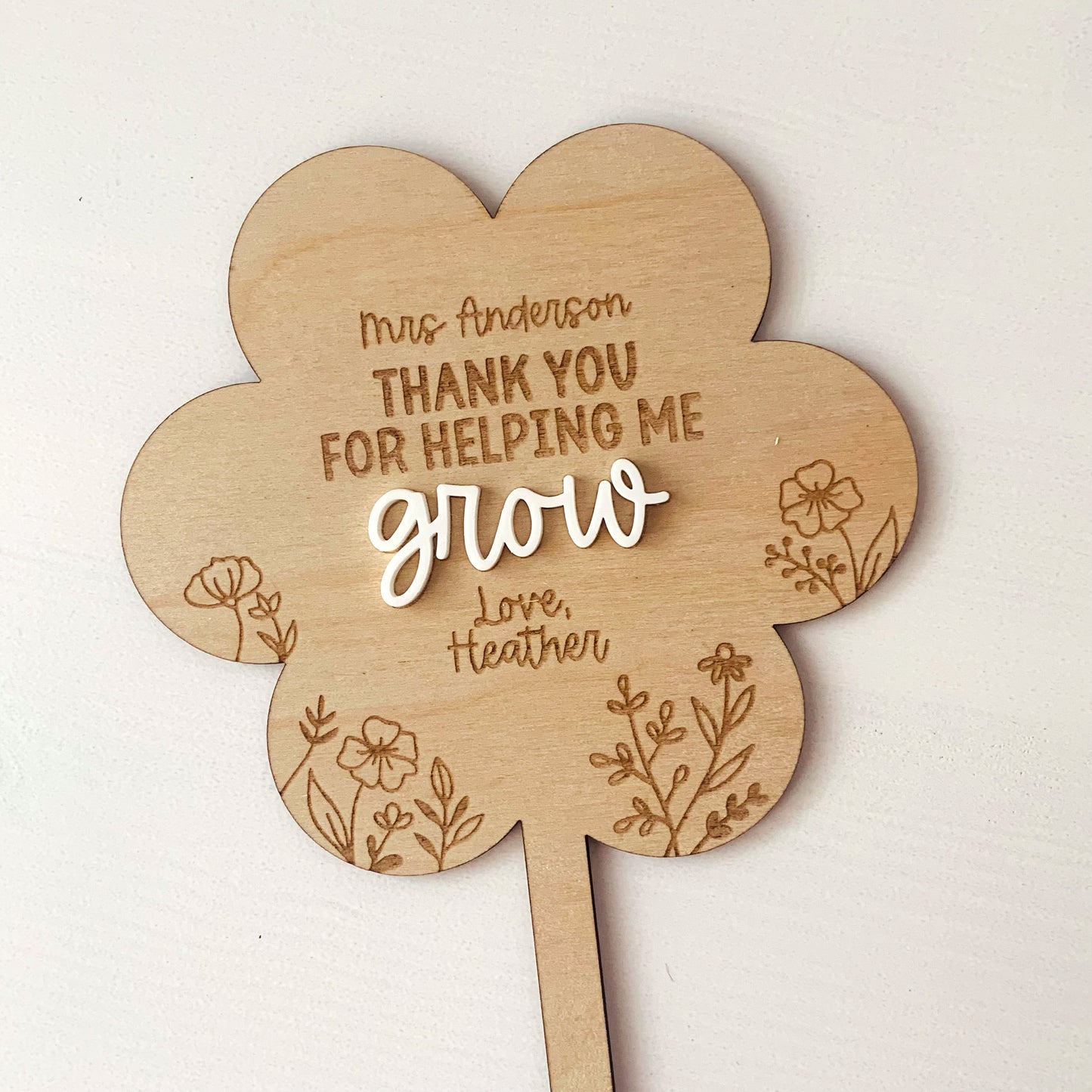 Thank You For Helping Me Grow Teacher Gift Plant Stake