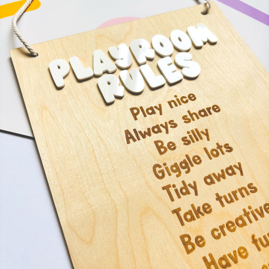 Playroom Rules Hanging Sign