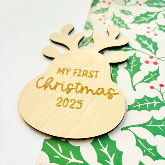 Reindeer Shaped My First Christmas Plaque