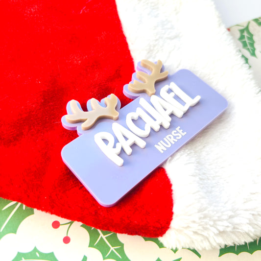 Reindeer Acrylic Name Badge
