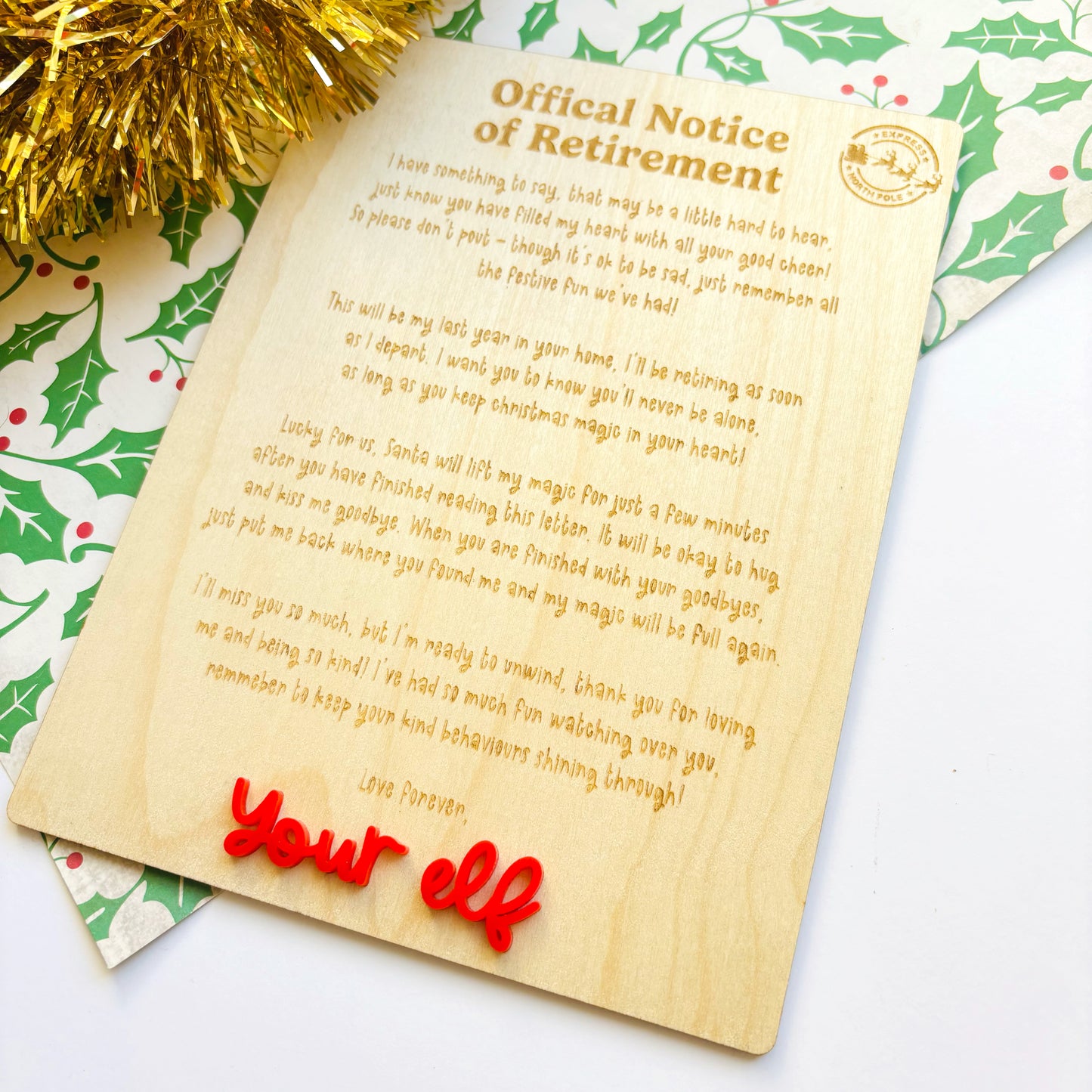 Elf Retirement Letter