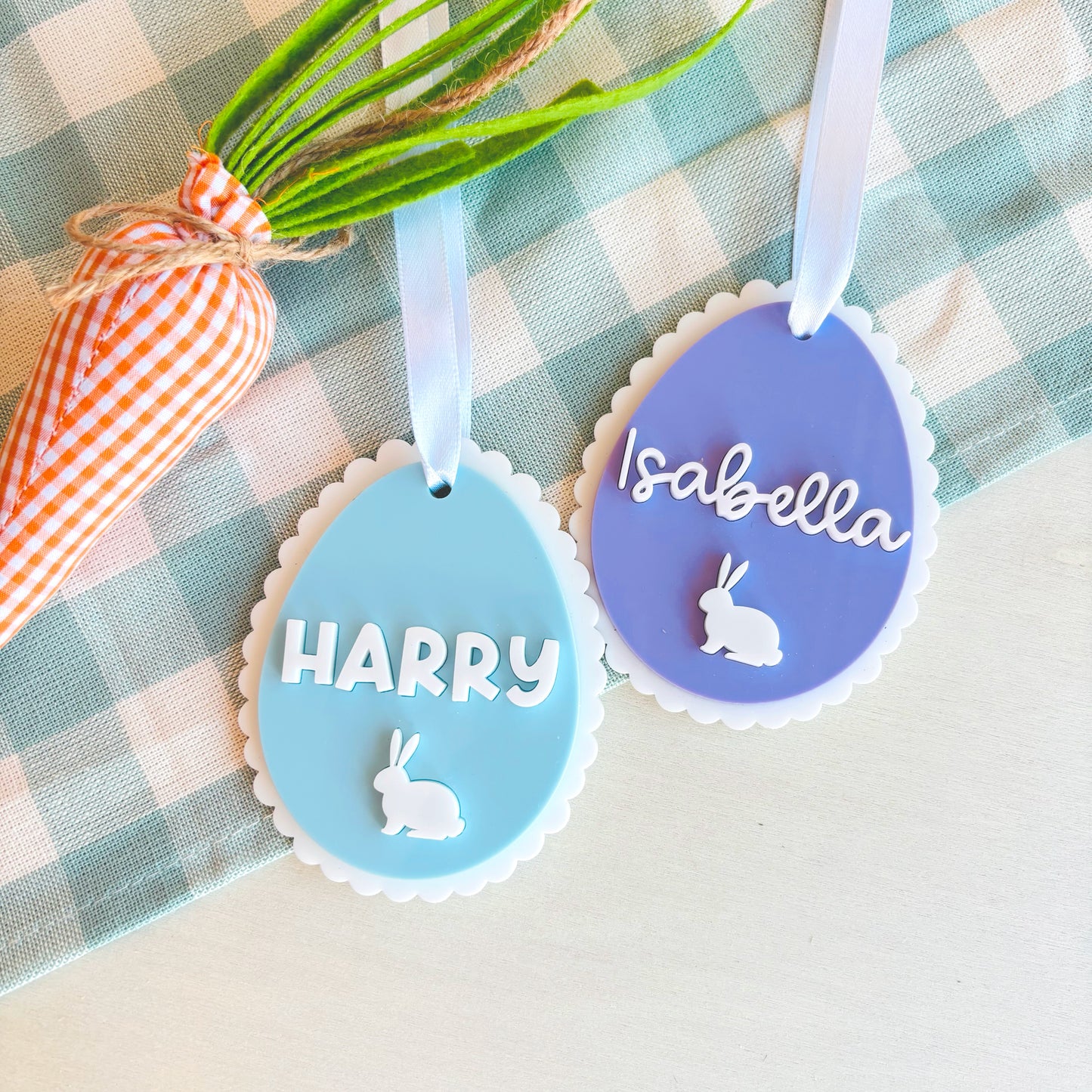 Personalised Acrylic Scalloped Easter Basket Tag