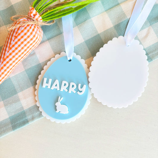 Personalised Acrylic Scalloped Easter Basket Tag
