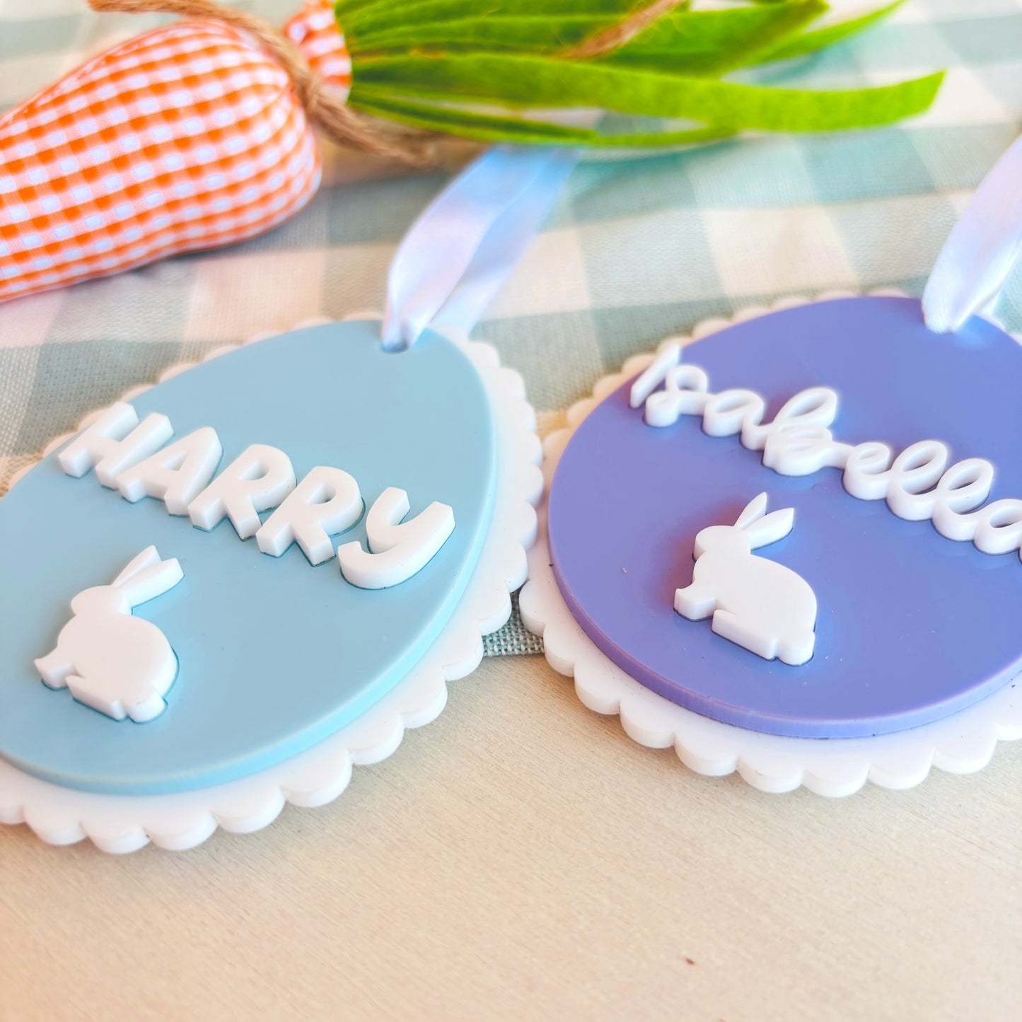 Personalised Acrylic Scalloped Easter Basket Tag