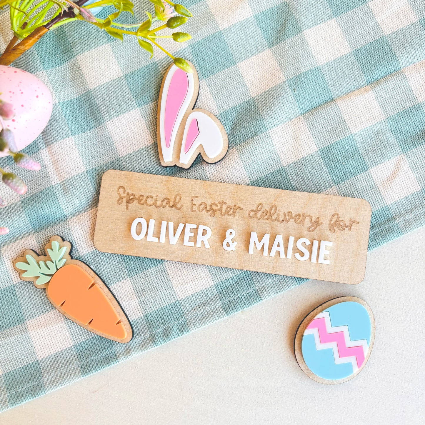 Easter Crate Personalised Plaque Set