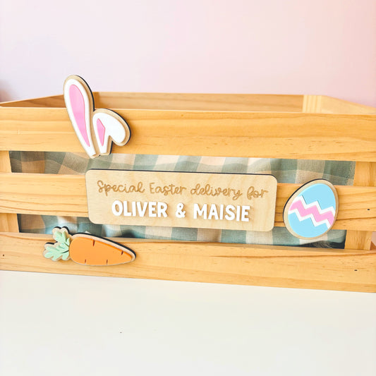 Easter Crate Personalised Plaque Set