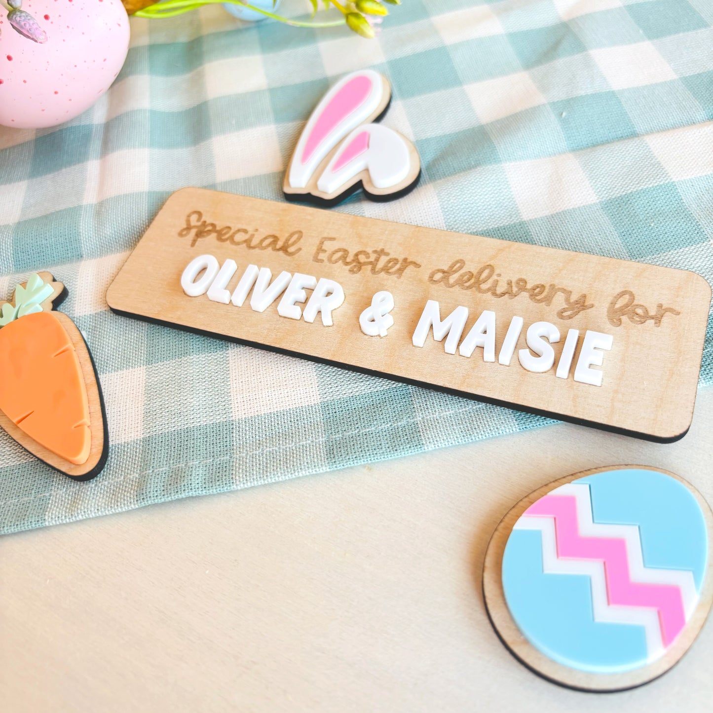 Easter Crate Personalised Plaque Set