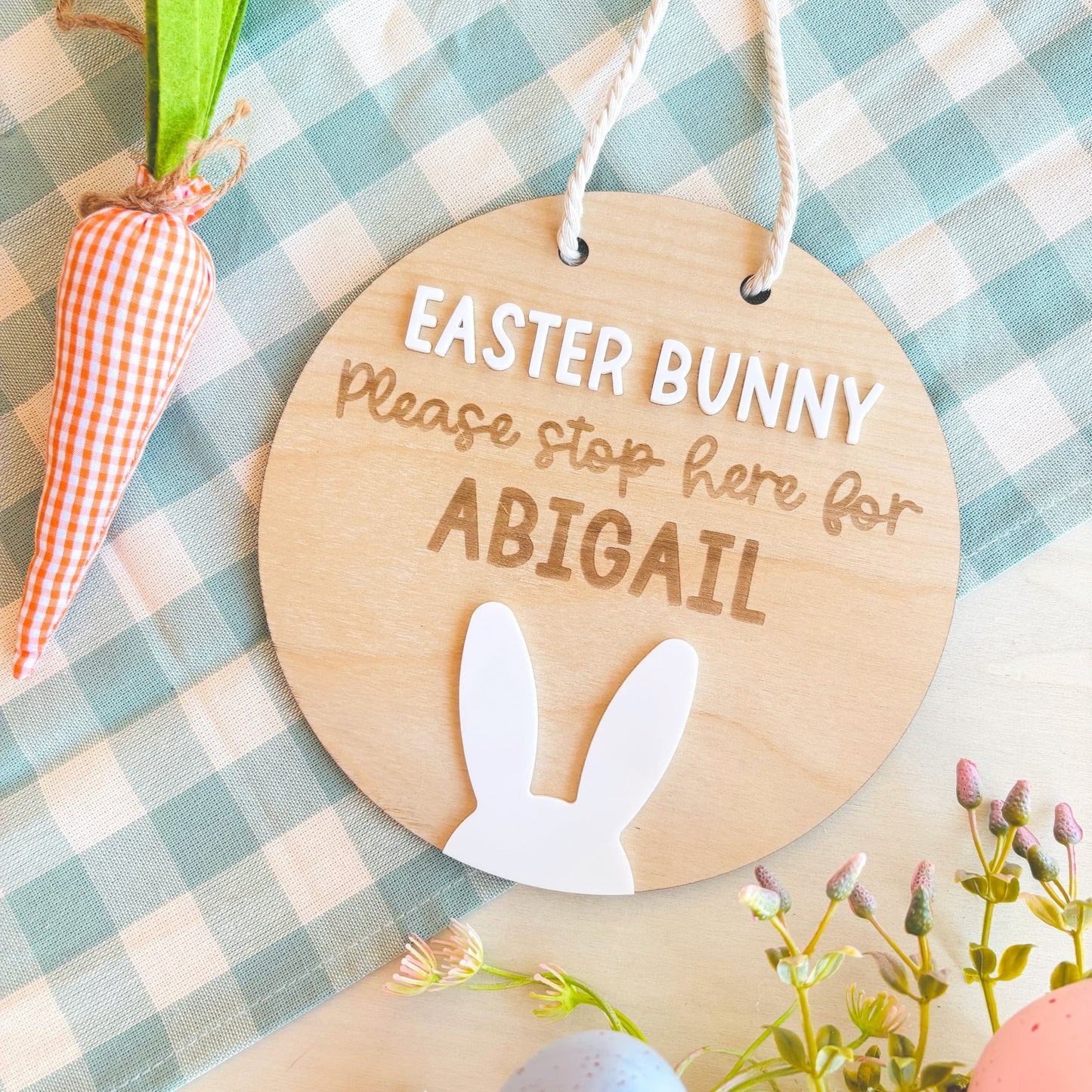 Personalised Easter Bunny Please Stop Here Sign