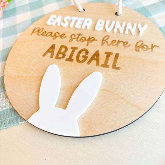 Personalised Easter Bunny Please Stop Here Sign