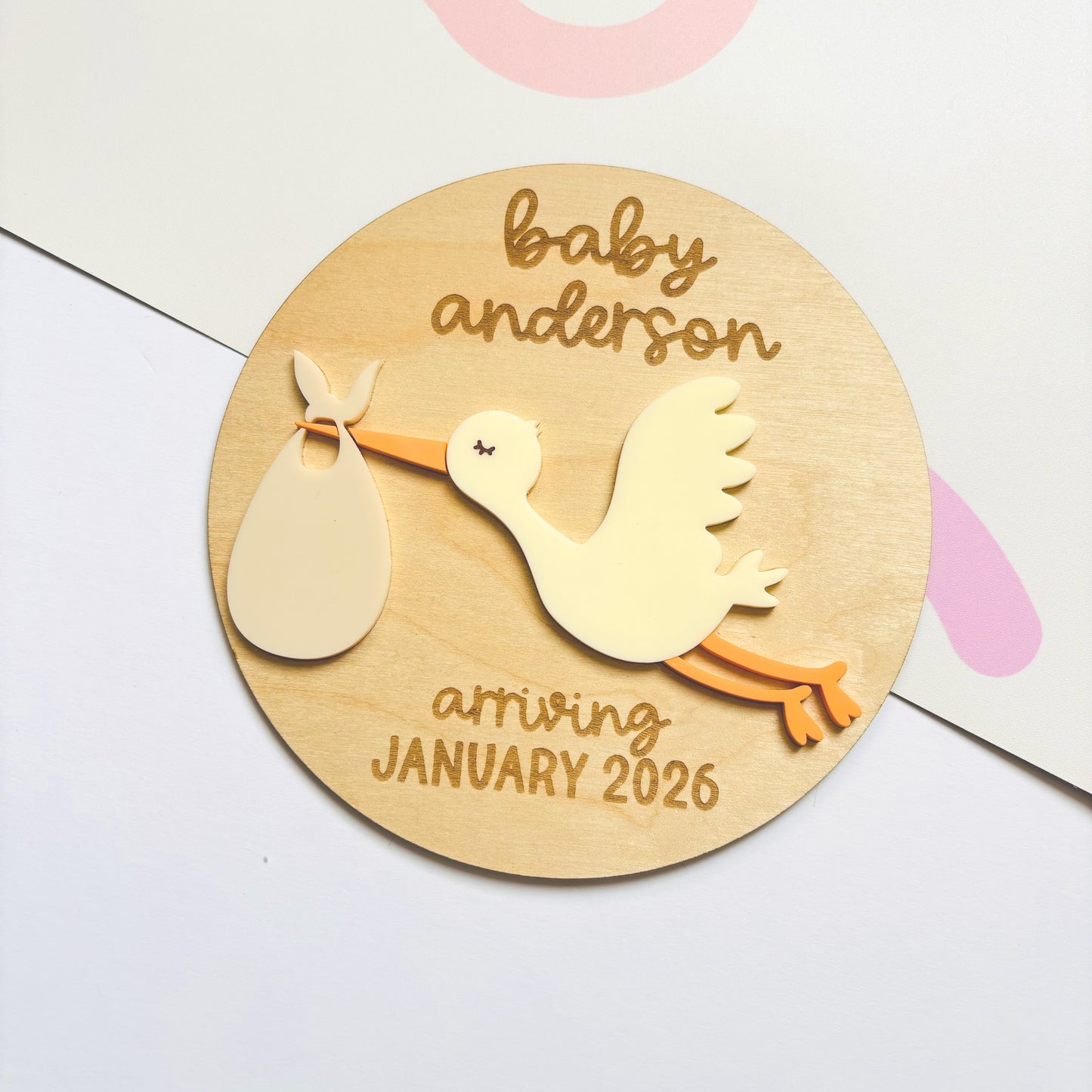 Stork Pregnancy Announcement Plaque