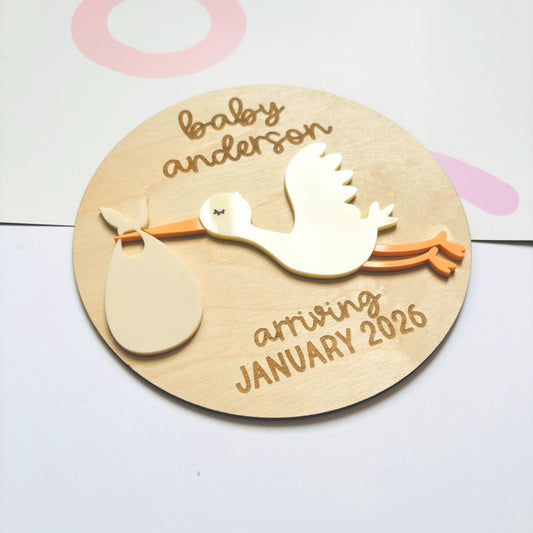 Stork Pregnancy Announcement Plaque
