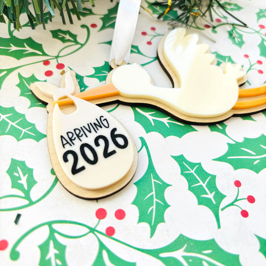 Stork Pregnancy Christmas Ornament