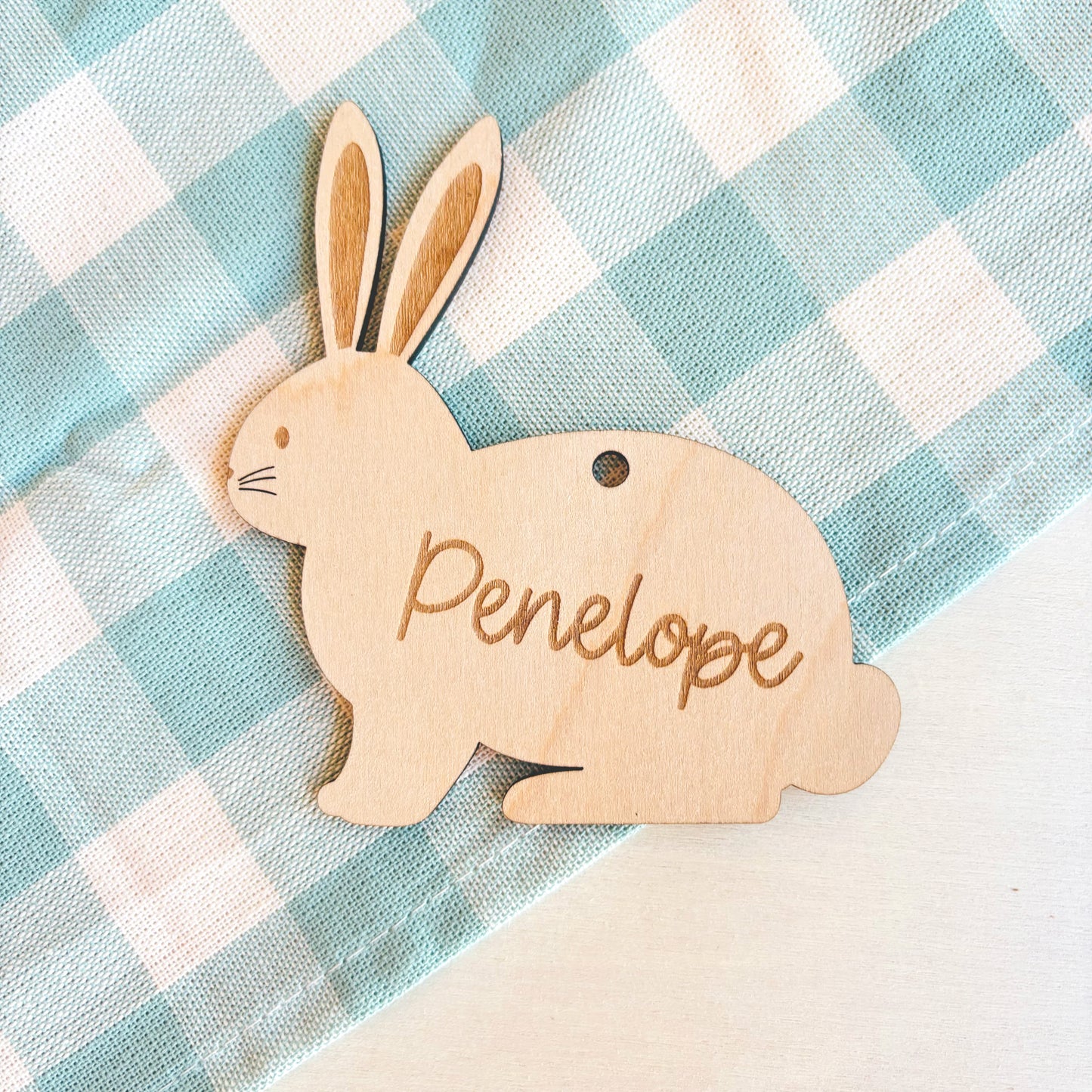 Personalised Wooden Rabbit Easter Basket Tag