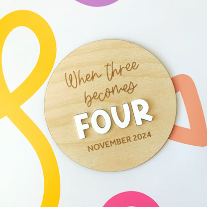 Customised When Two Becomes Three Pregnancy Announcement Plaque