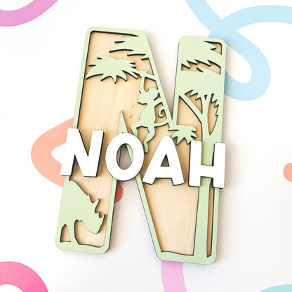 Animal Themed Layered Letter with Name
