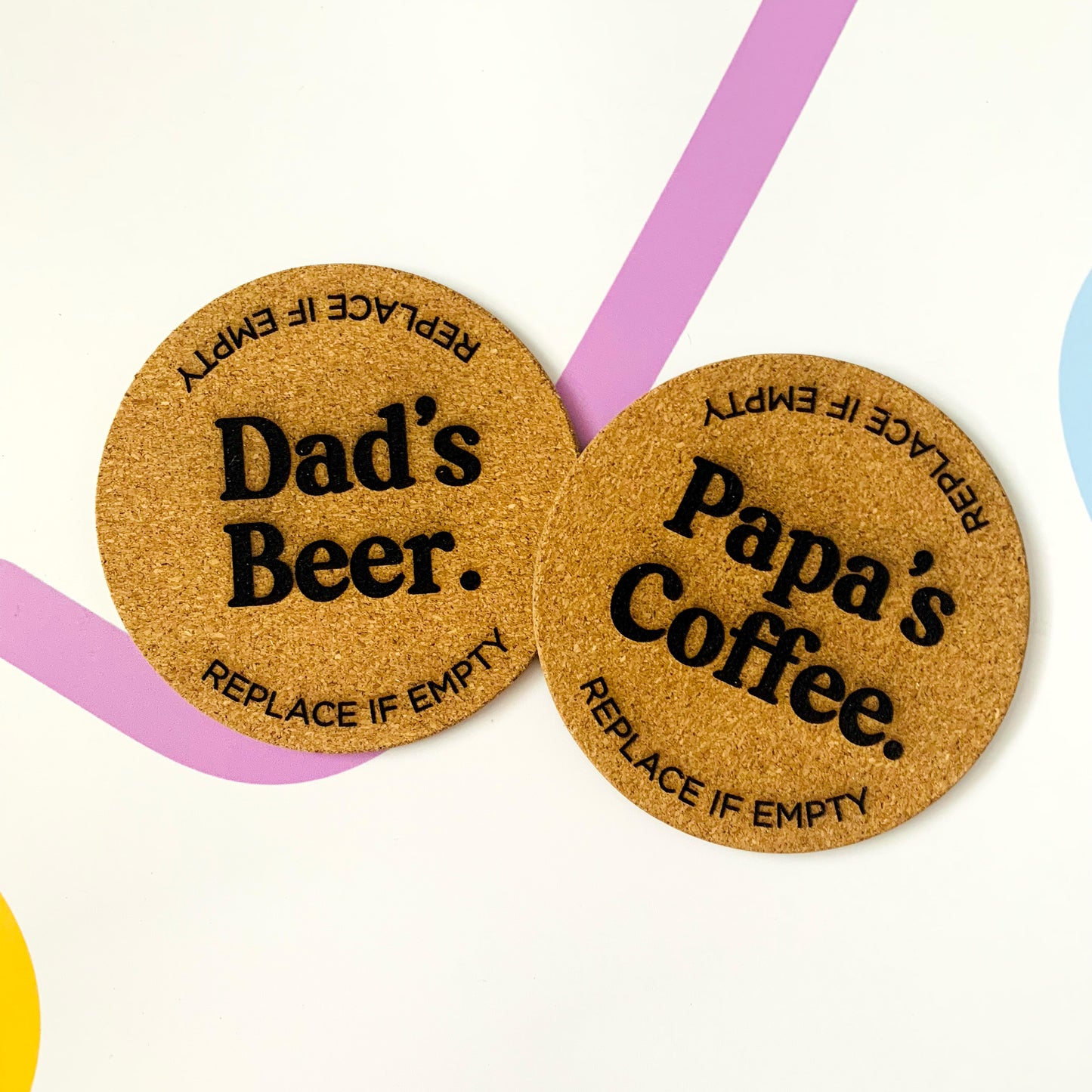 Personalised Father's Dad Engraved Cork Coaster