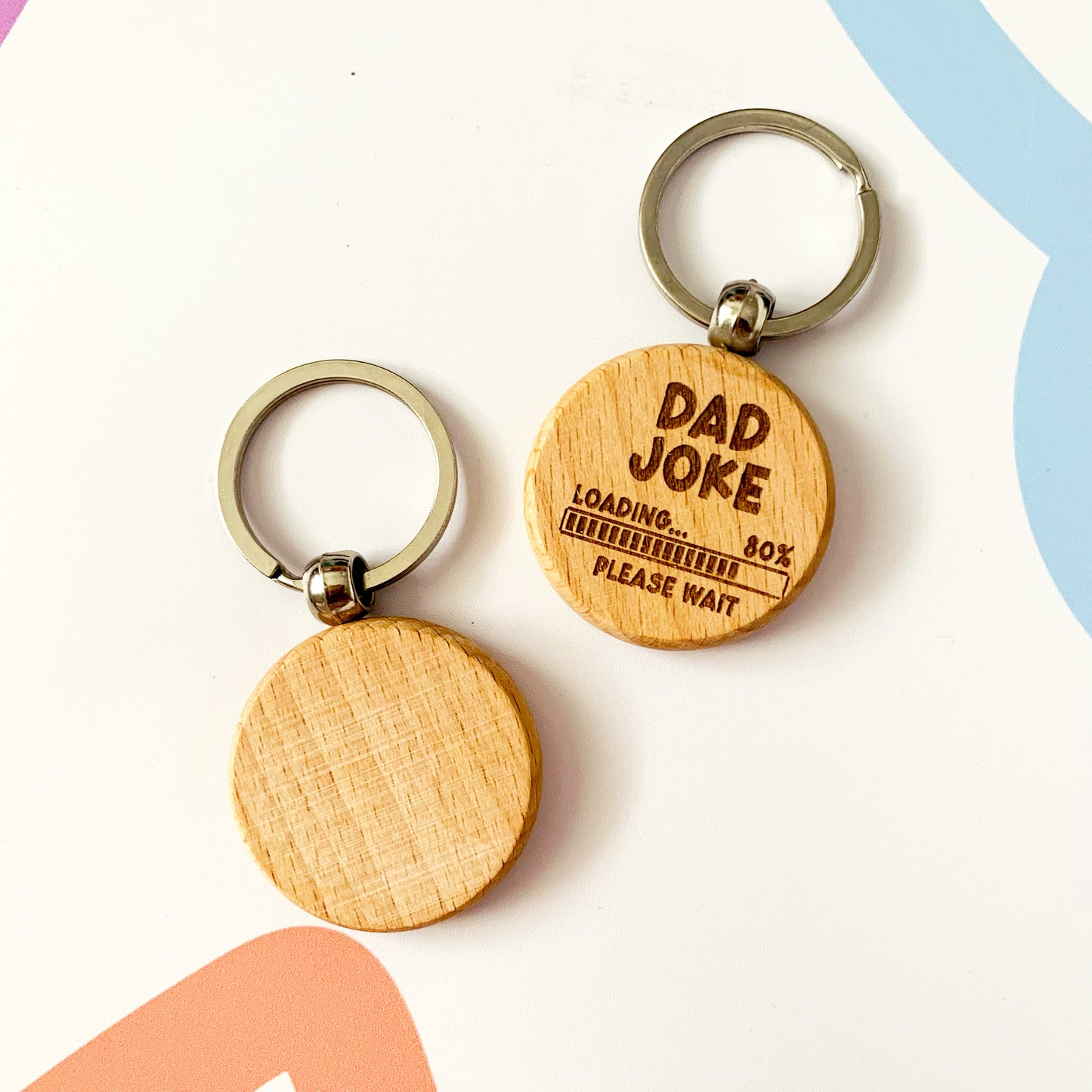 Funny Dad Joke Loading Engraved Wooden Keyring