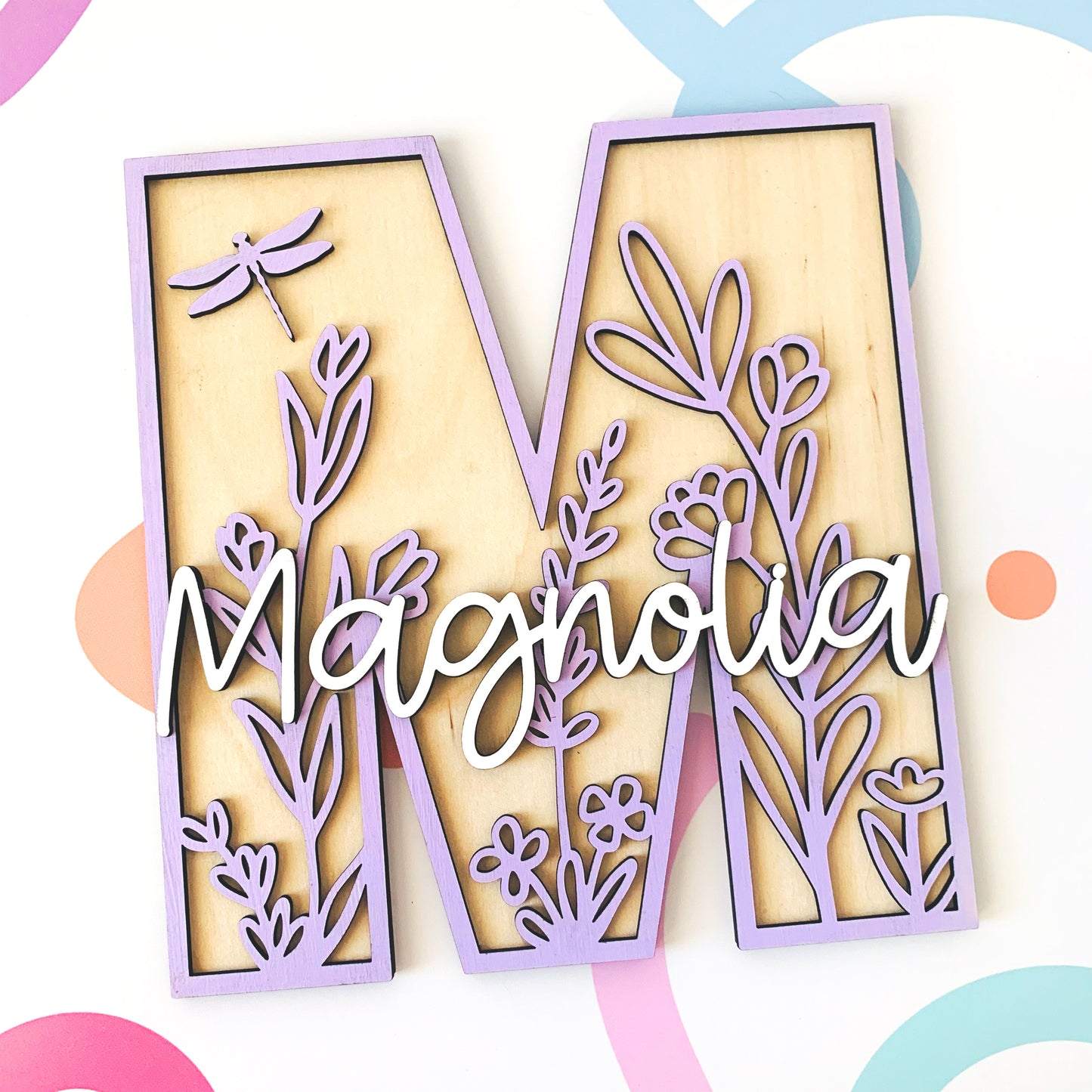 Floral Themed Layered Letter with Name