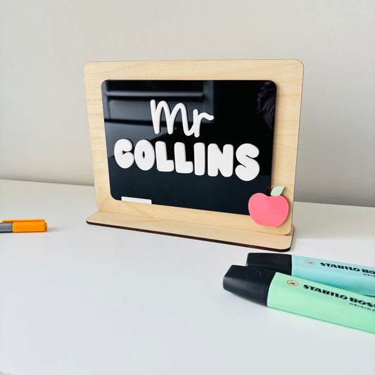 Personalised Teacher Chalkboard Desk Sign