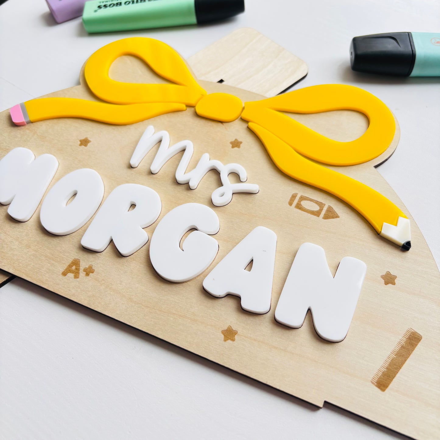 Personalised Teacher Bow Desk Sign