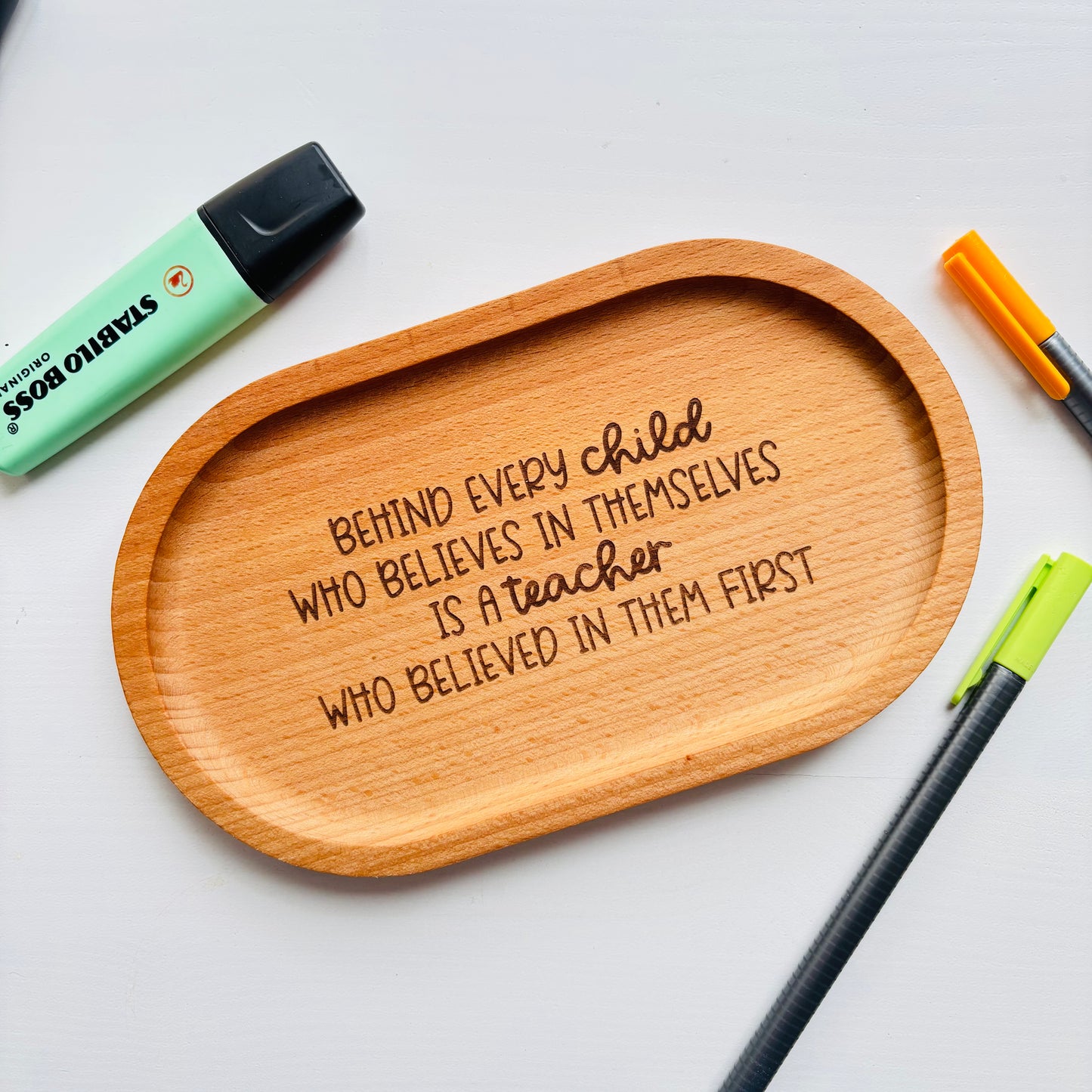 Engraved Teacher Wooden Desk Tray