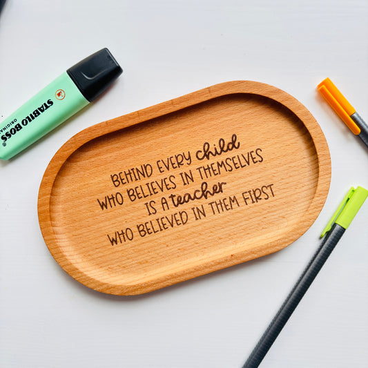 Engraved Teacher Wooden Desk Tray