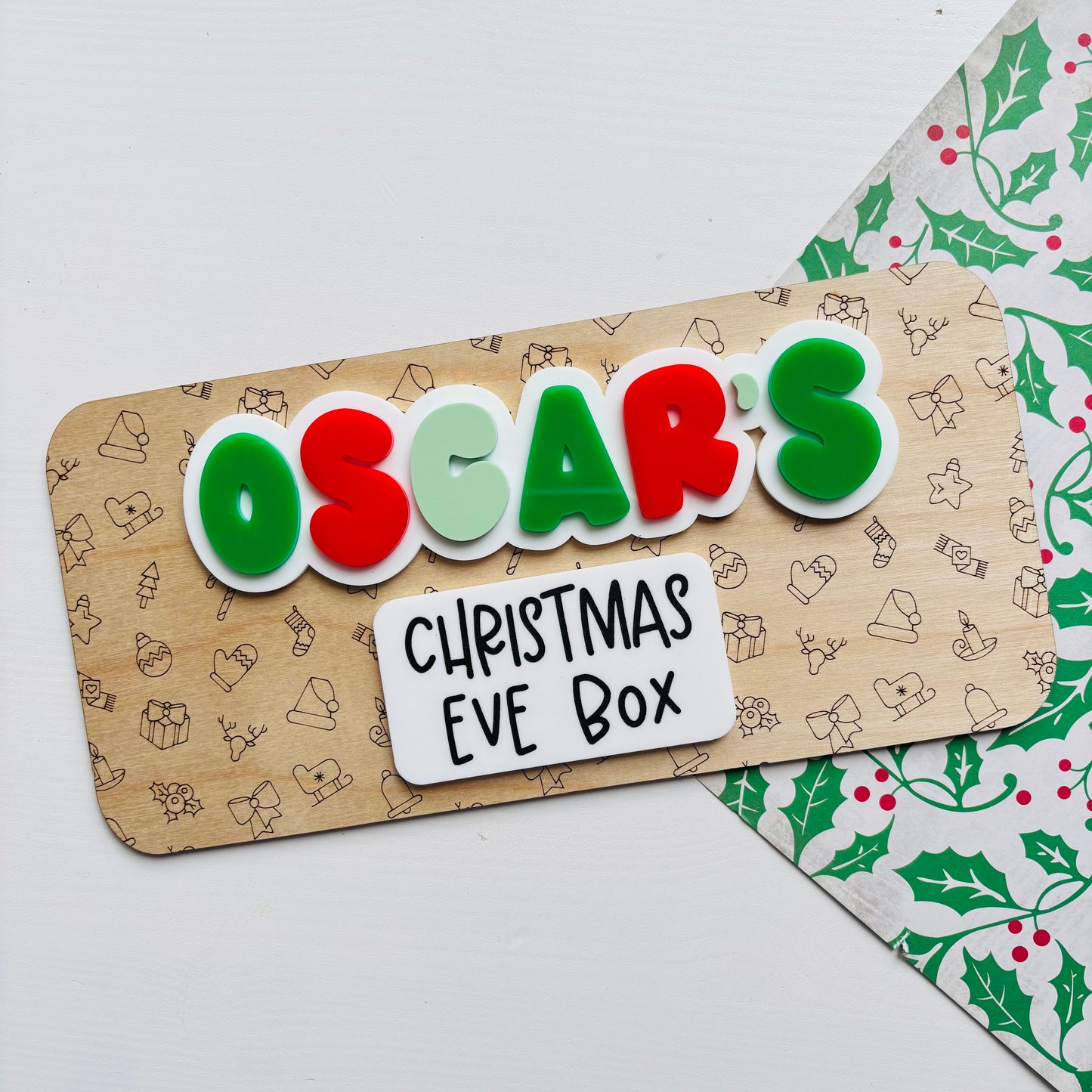 Personalised Patterned Christmas Crate Plaque