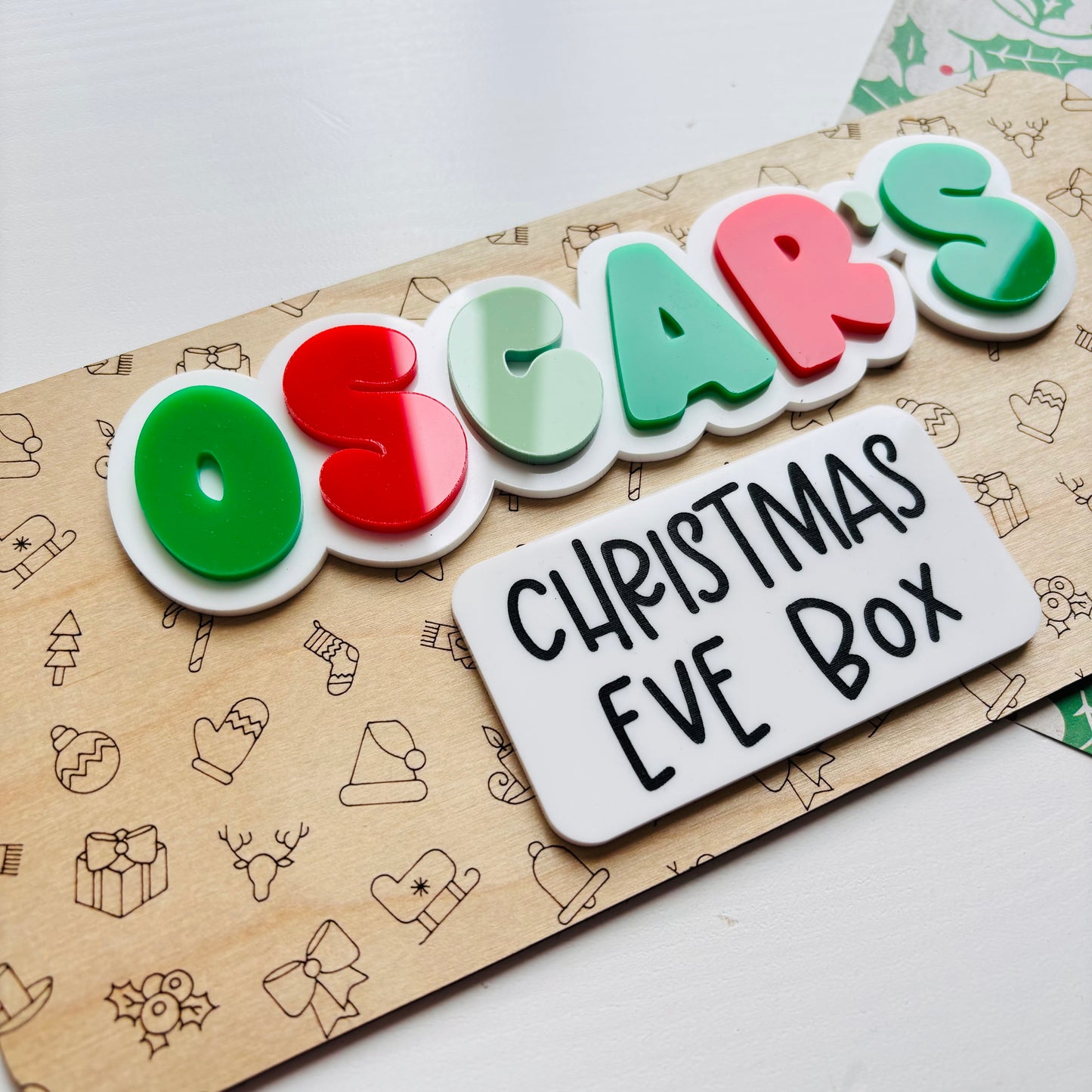 Personalised Patterned Christmas Crate Plaque