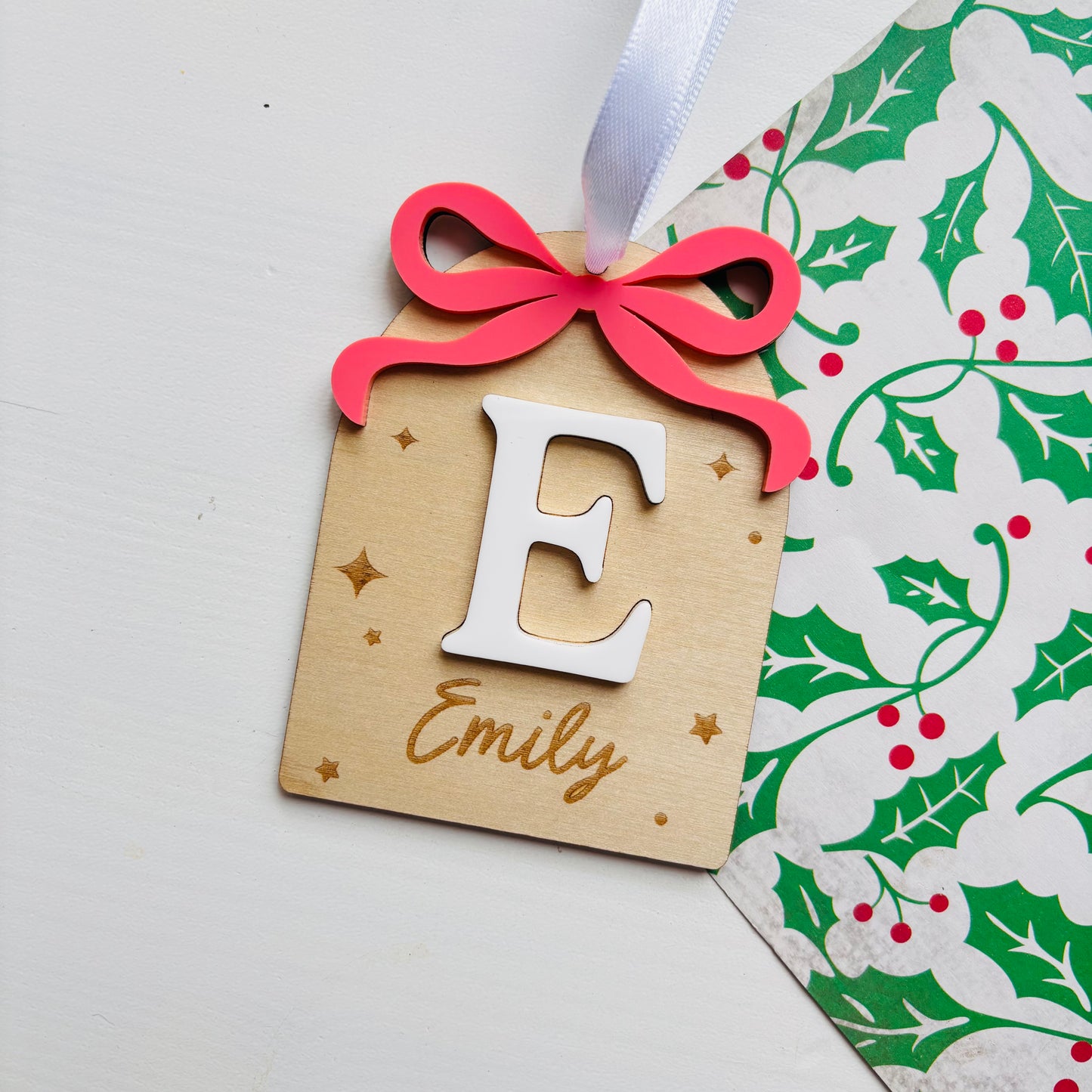 Personalised Christmas Bow Arch Ornament