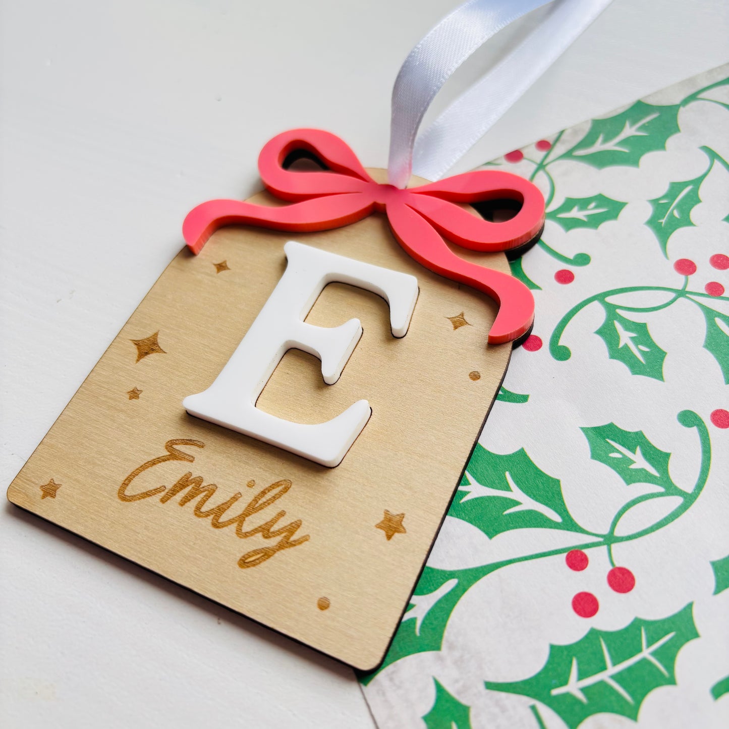 Personalised Christmas Bow Arch Ornament