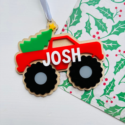Personalised Christmas Monster Truck Ornament