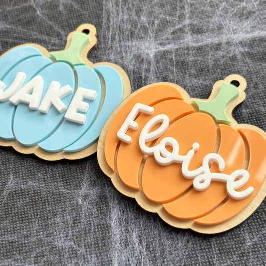 Personalised Pumpkin Halloween Basket Name Tag