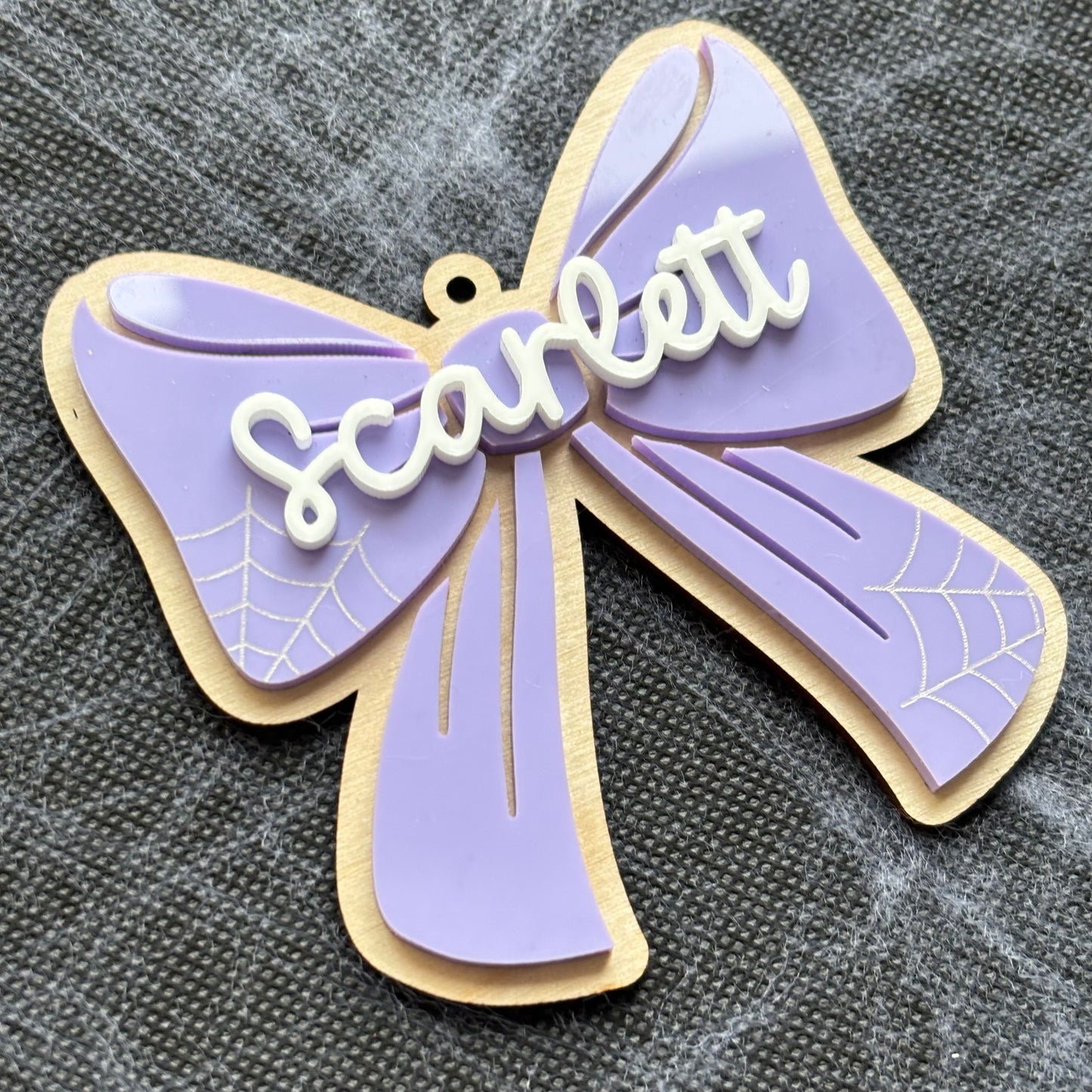 Personalised Halloween Bow Basket Name Tag