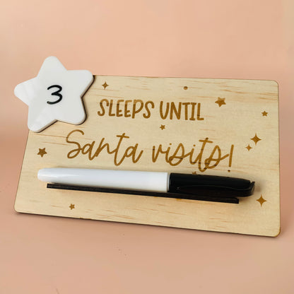 Sleeps Until Santa Visits Wooden Countdown