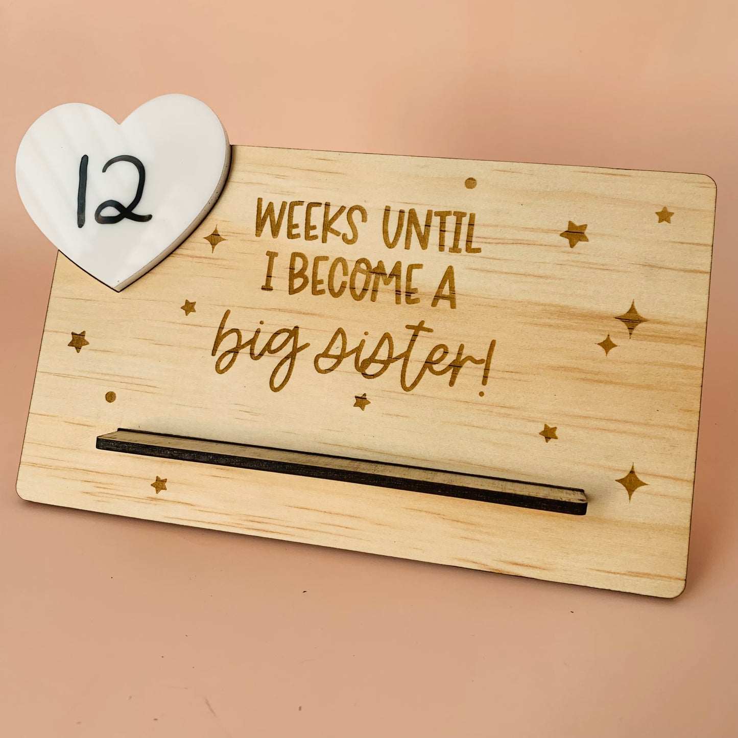 Weeks Until I Become a Big Sister Wooden Countdown