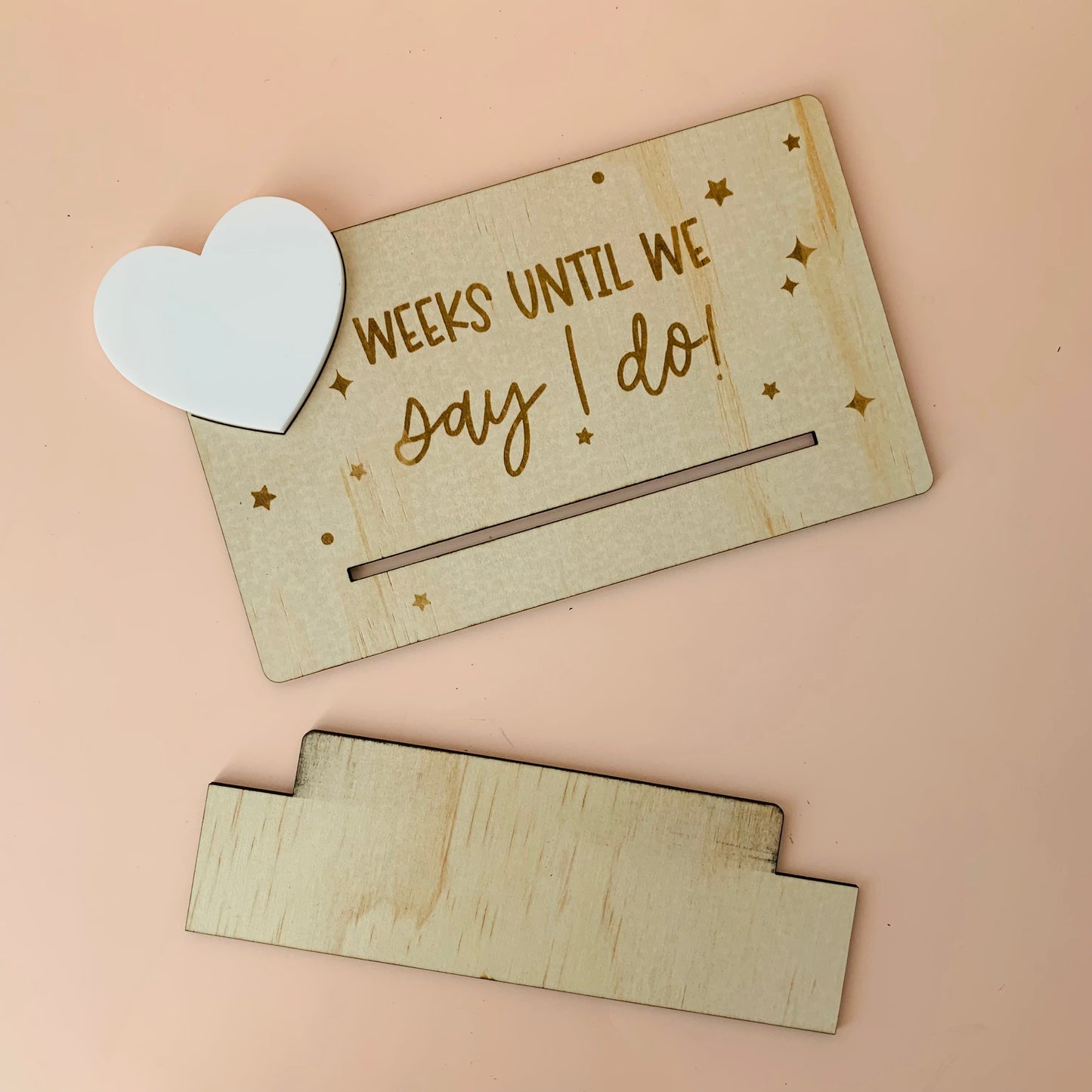 Weeks Until We Say I Do Wooden Countdown