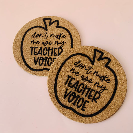 Teacher Voice Cork Coaster