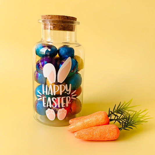 Plastic Rabbit Happy Easter Jar