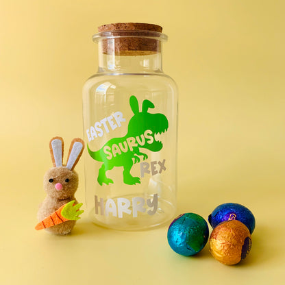 Plastic Personalised Easter-Saurus-Rex Jar