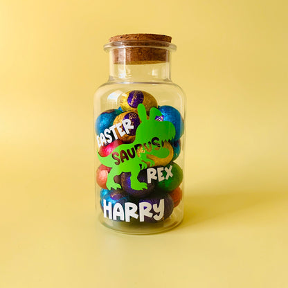 Plastic Personalised Easter-Saurus-Rex Jar