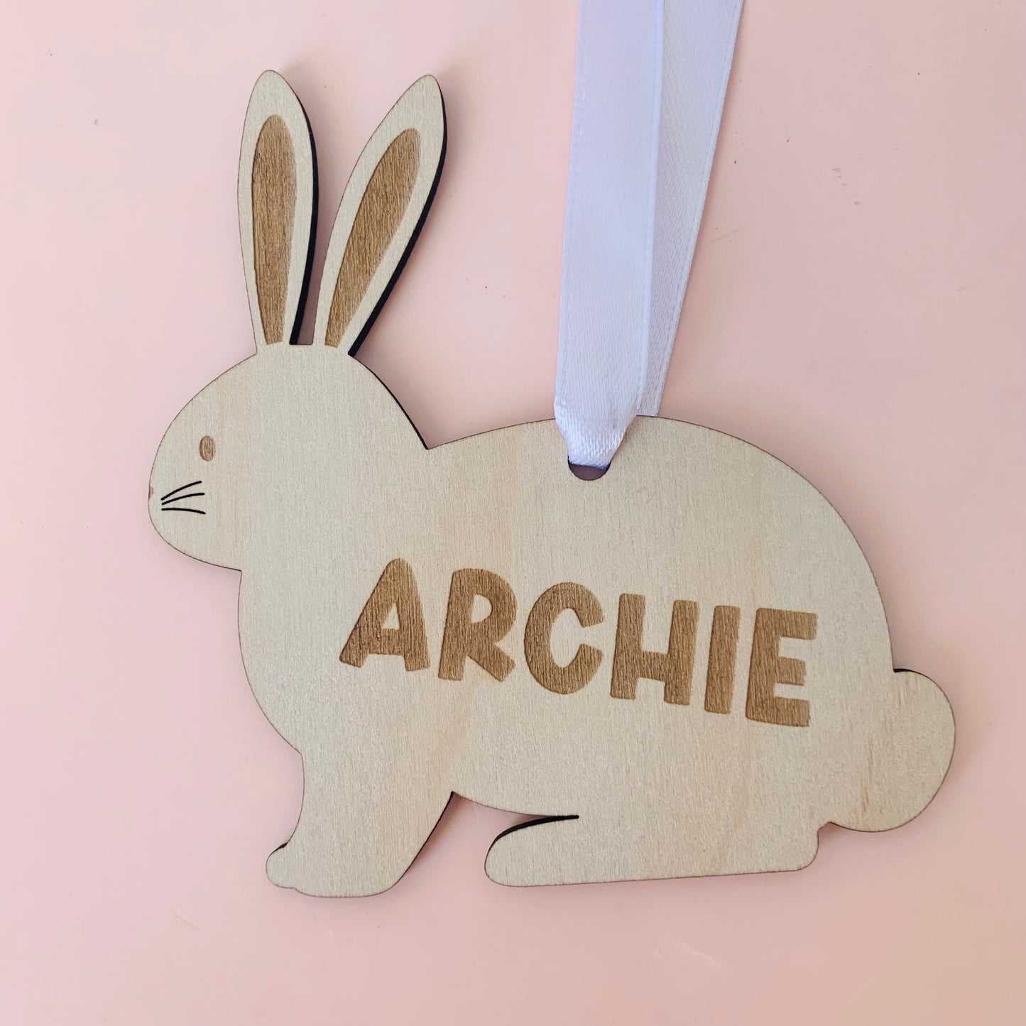 Personalised Wooden Rabbit Easter Basket Tag