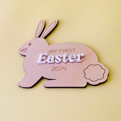 Rabbit Shaped My First Easter Plaque