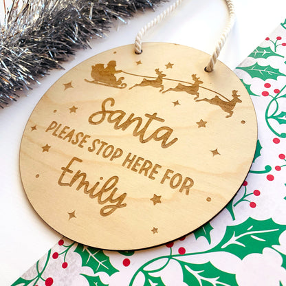 Personalised Santa Stop Here Hanging Sign