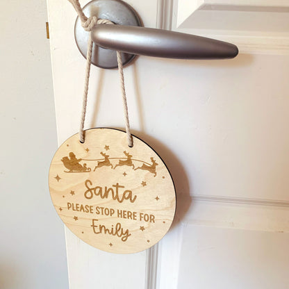 Personalised Santa Stop Here Hanging Sign