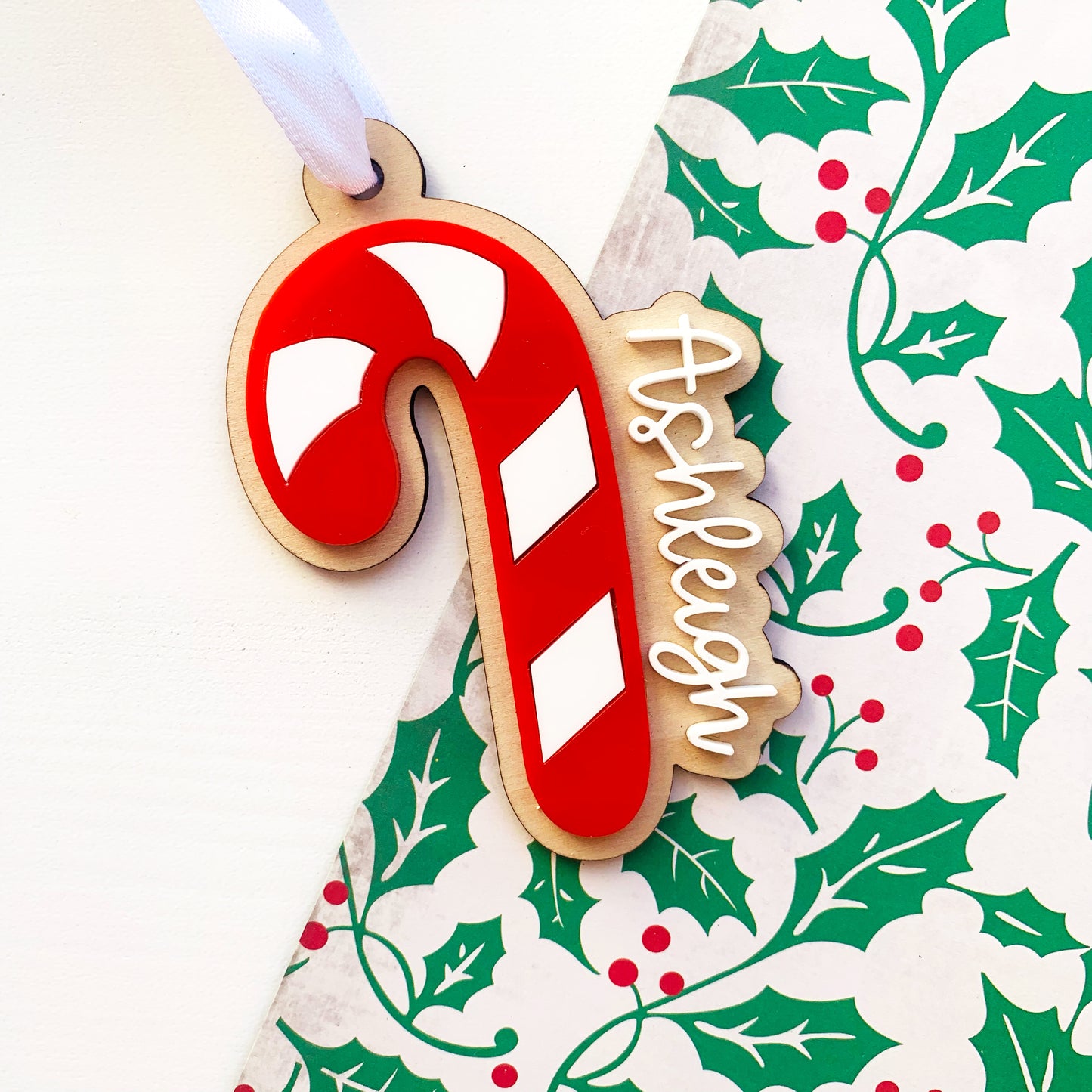 Personalised Candy Cane Acrylic Christmas Ornament