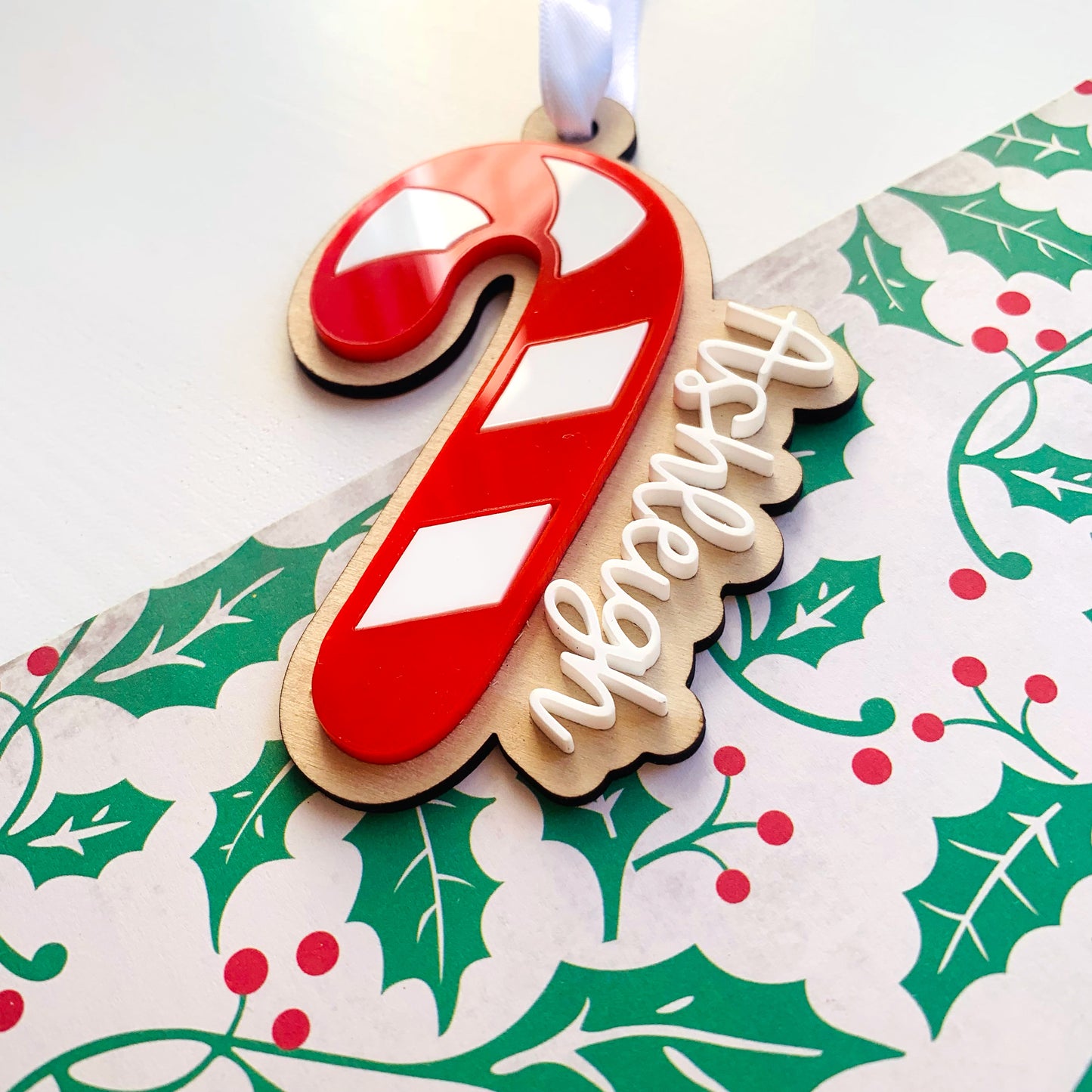 Personalised Candy Cane Acrylic Christmas Ornament